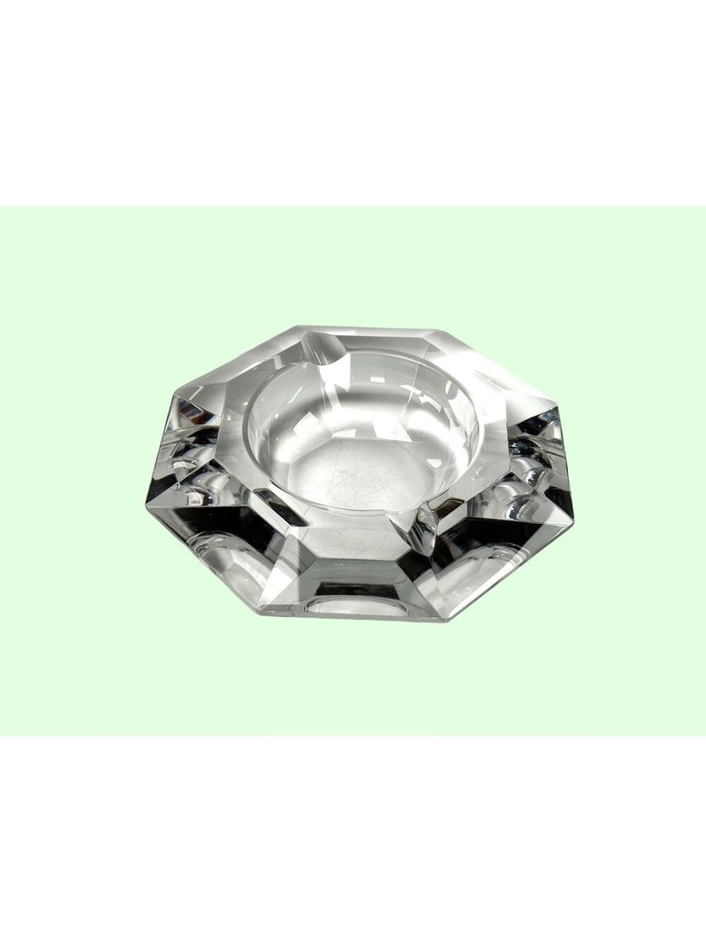 Val St Lambert Crystal Ashtray Faceted Octagonal Mid-Century Modern Barware